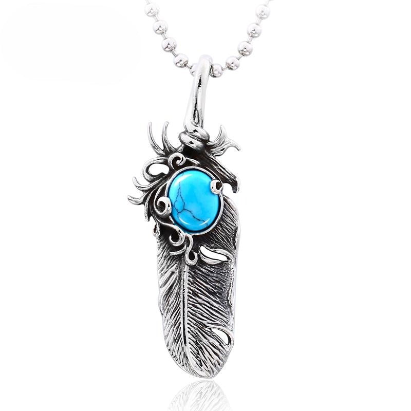 Takahashi Wushi Feather Collection – Sapphire Pendant – Unisex Sweater Chains Necklace