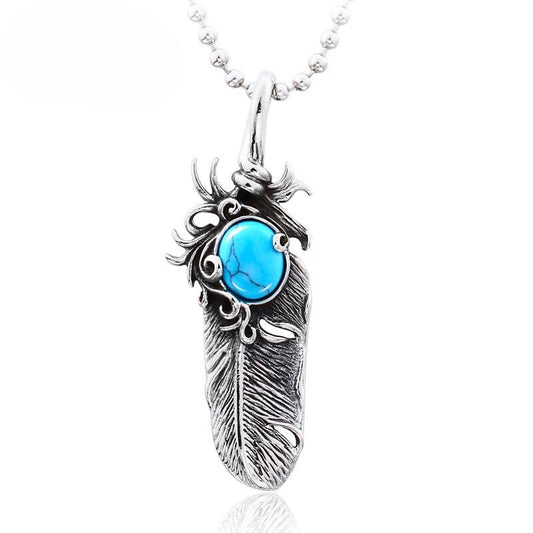 Takahashi Wushi Feather Collection – Sapphire Pendant – Unisex Sweater Chains Necklace
