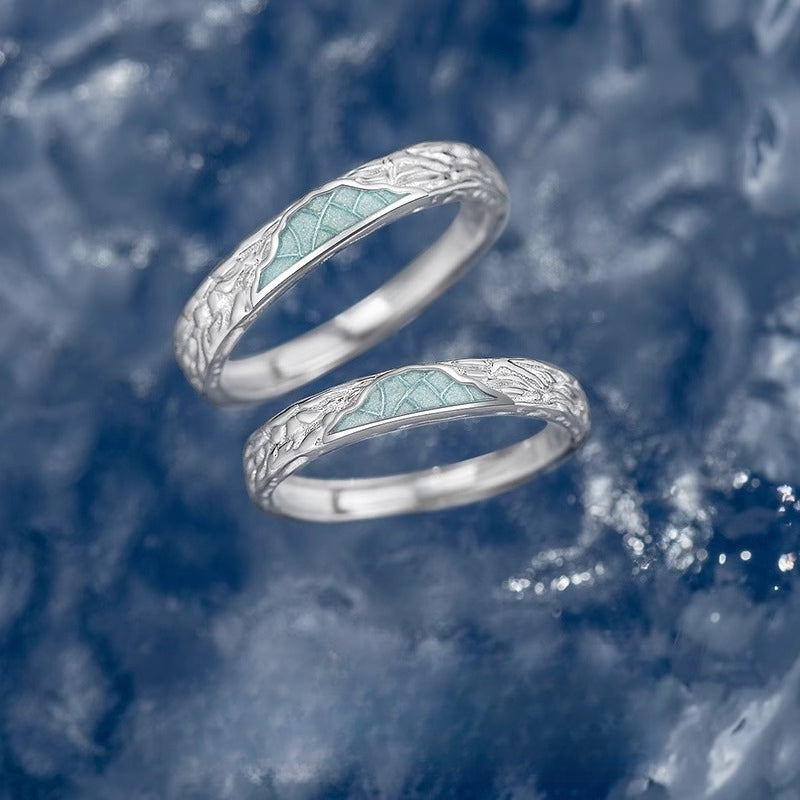 Planderful Sterling Silver Glacier Couple Ring For Girlfriend And Boyfriend Fashion Gift
