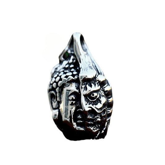 Titanium Steel Buddha and Devil Pendant for Men's Hip Hop Accessories