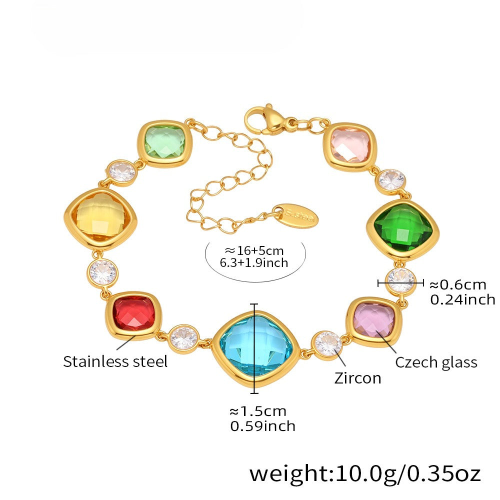 Planderful Czech Glass Bracelet Women Elegant Multi Section