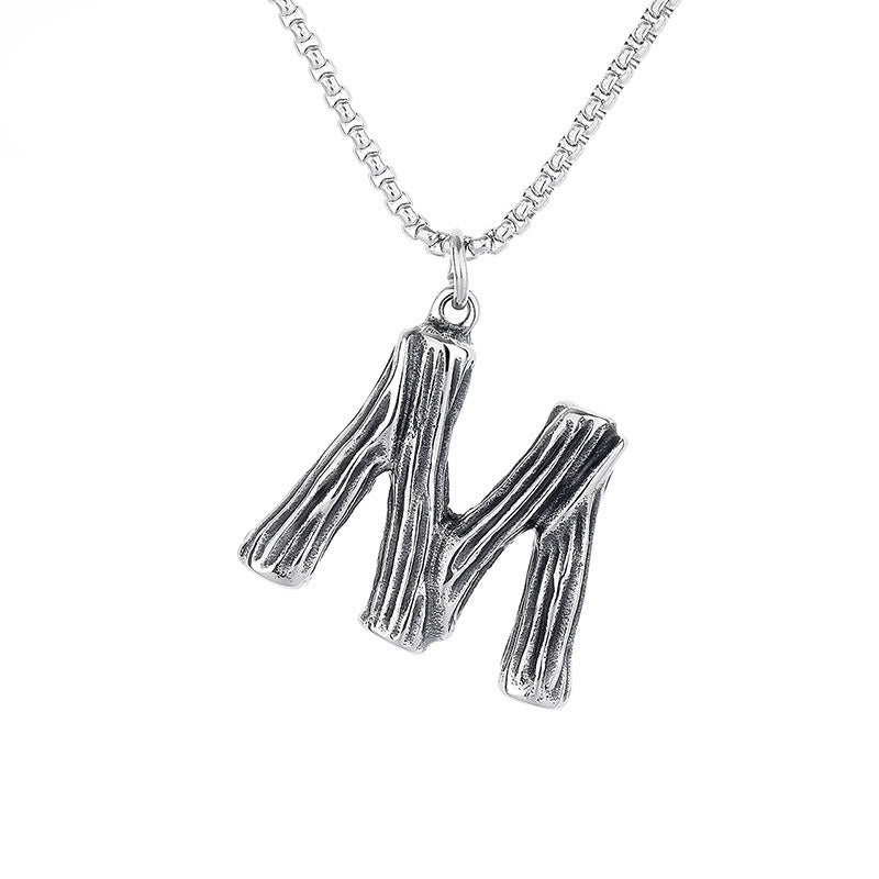 Stainless Steel Necklace – Minimalist 26 Letter Pendant