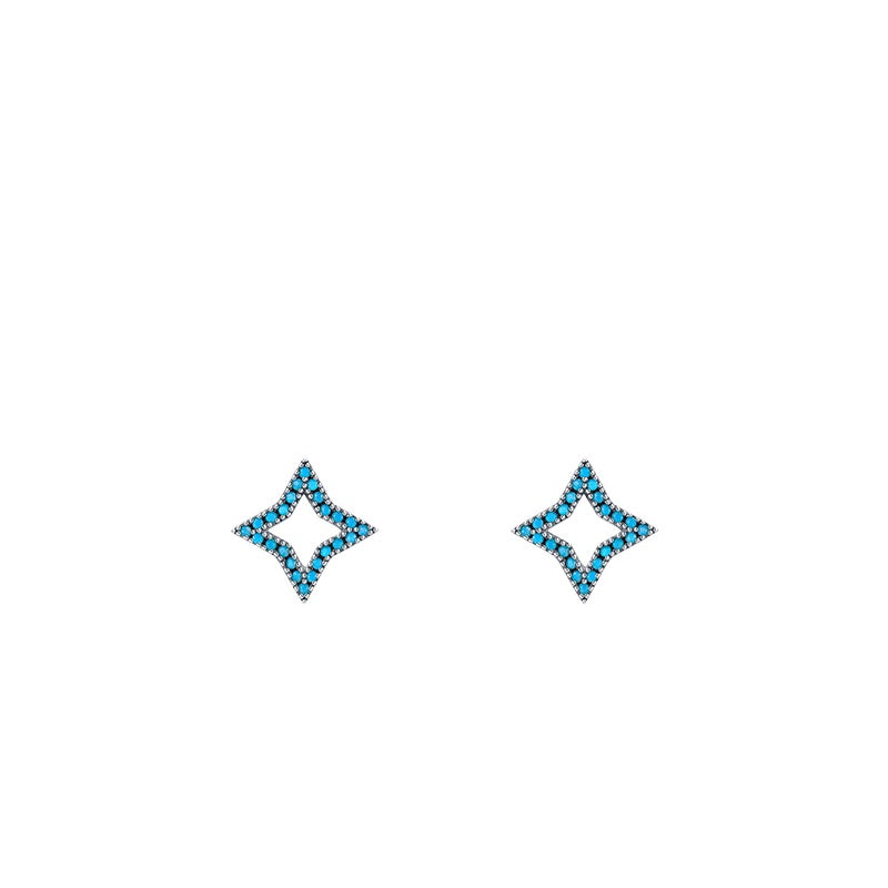 925 Sterling Silver Turquoise Openwork Stud Earrings