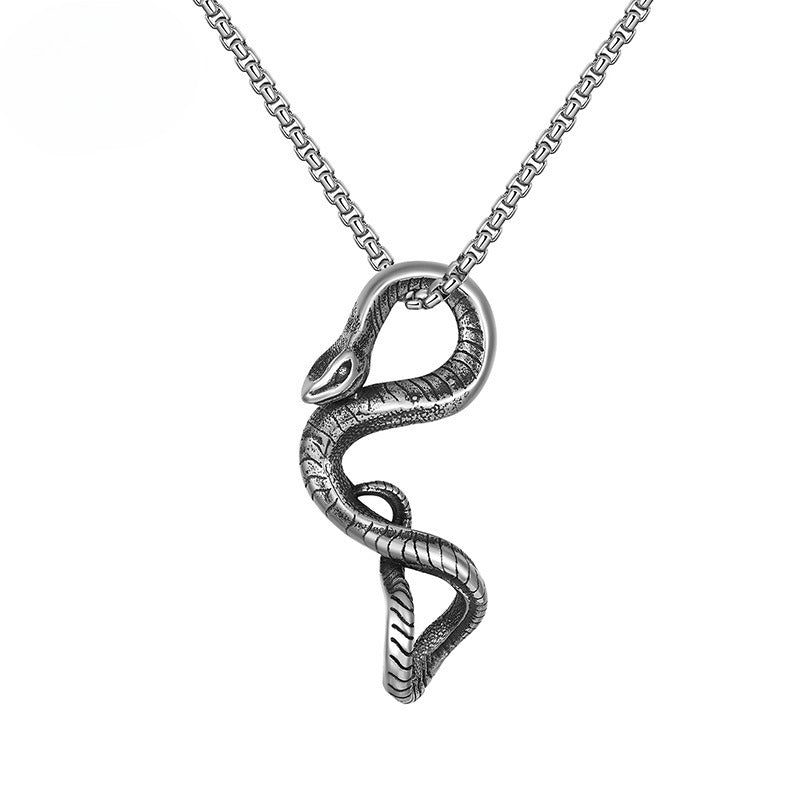 Steel Necklace – Vintage Snake Pendant