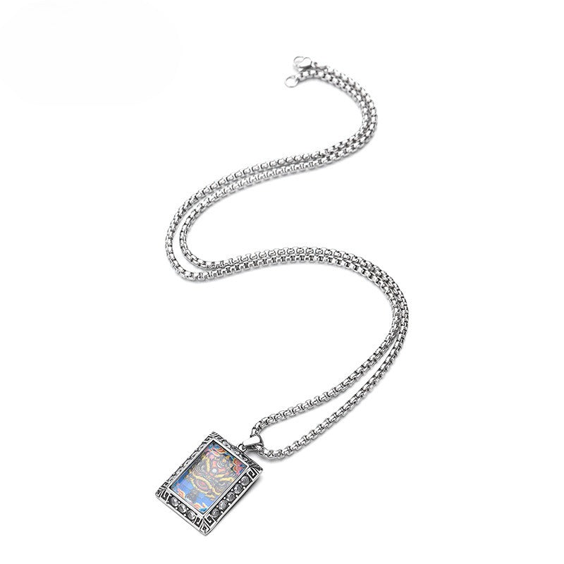 Zircon Necklace - Elegant Lion Dance Pendant In Titanium Steel For Everyday Wear And Culture Inspired