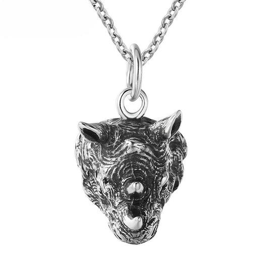 Planderful Rhino Pendant Necklace Titanium Steel Unisex Personalized Protection Statement