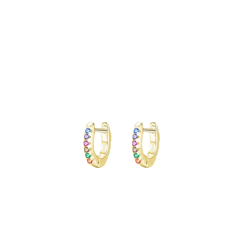 S925 Silver Sweet and Cute Girl Earrings with Colored Zircon