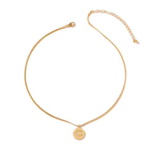 Chic Metal Chain Necklace with Hollow Letter Pendant