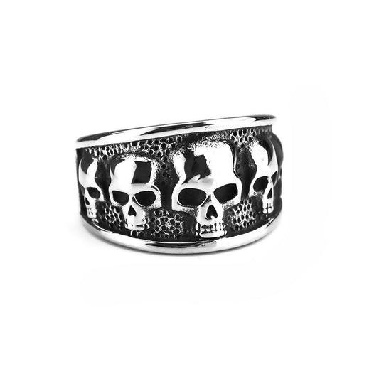 Planderful Punk Skull Ring For Men Bold Retro Steel Jewelry With Exaggerated Design