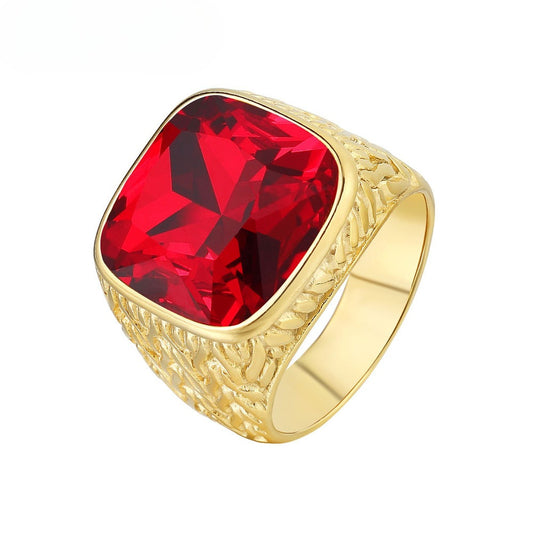 Planderful Unisex Steel Ring Gold Plated Zircon Titanium For Protection Everyday Genie Size 7 To 12