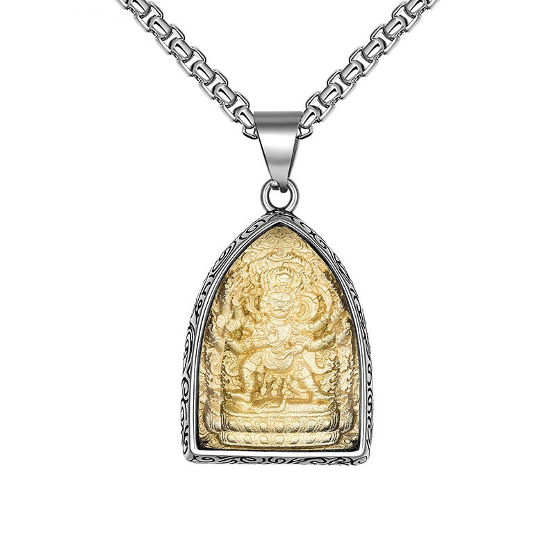 Titanium Steel Necklace – Vintage Thai Amulet Style For Everyday Winter Wear Gift For Boyfriend