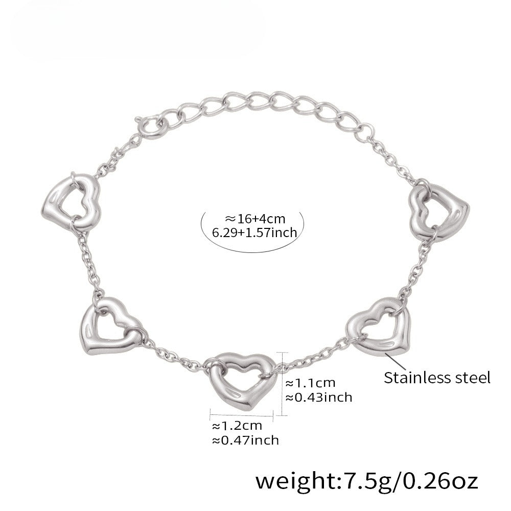 Planderful Heart Bracelet Stainless 18K Gold Plated Women
