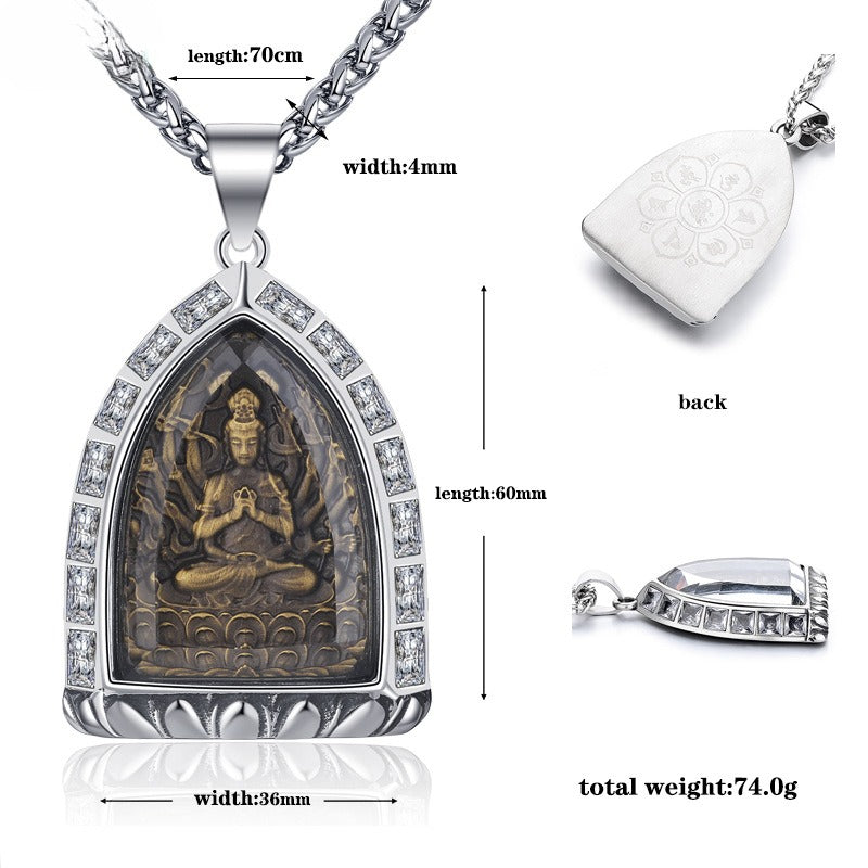 Zircon Necklace – Elegant Eight-Sign Zodiac Buddha Pendant