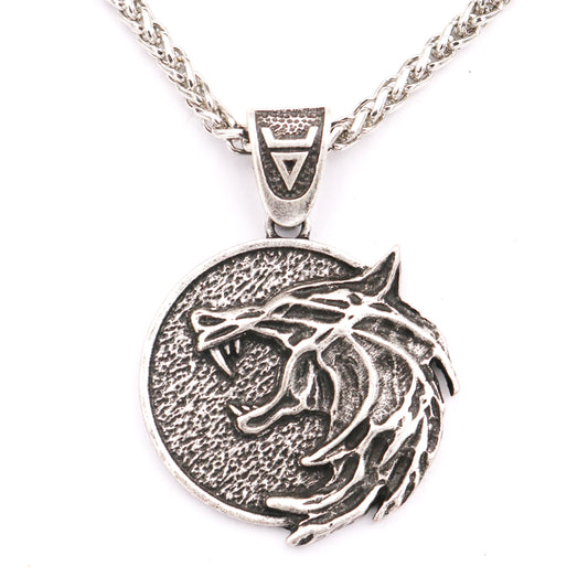 Cross-Border Wolf Necklace with Hunter Pendant - Men's Jewelry from the Norse Legacy Collection