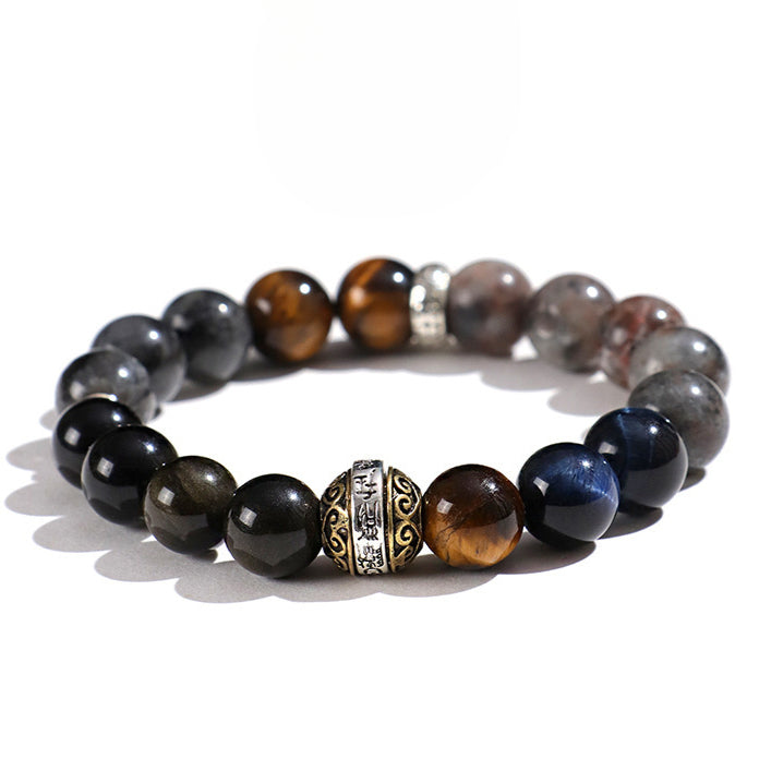 Planderful Fortune's Favor Obsidian Bracelet – Unique Couple Design with Blue Tiger Eye