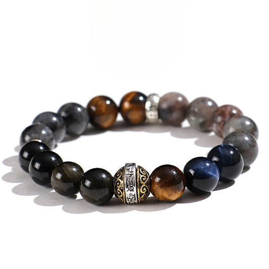 Planderful Fortune's Favor Obsidian Bracelet – Unique Couple Design with Blue Tiger Eye