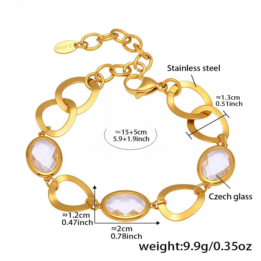 Planderful Interlocking Glass Stone Bracelet Gold Plated
