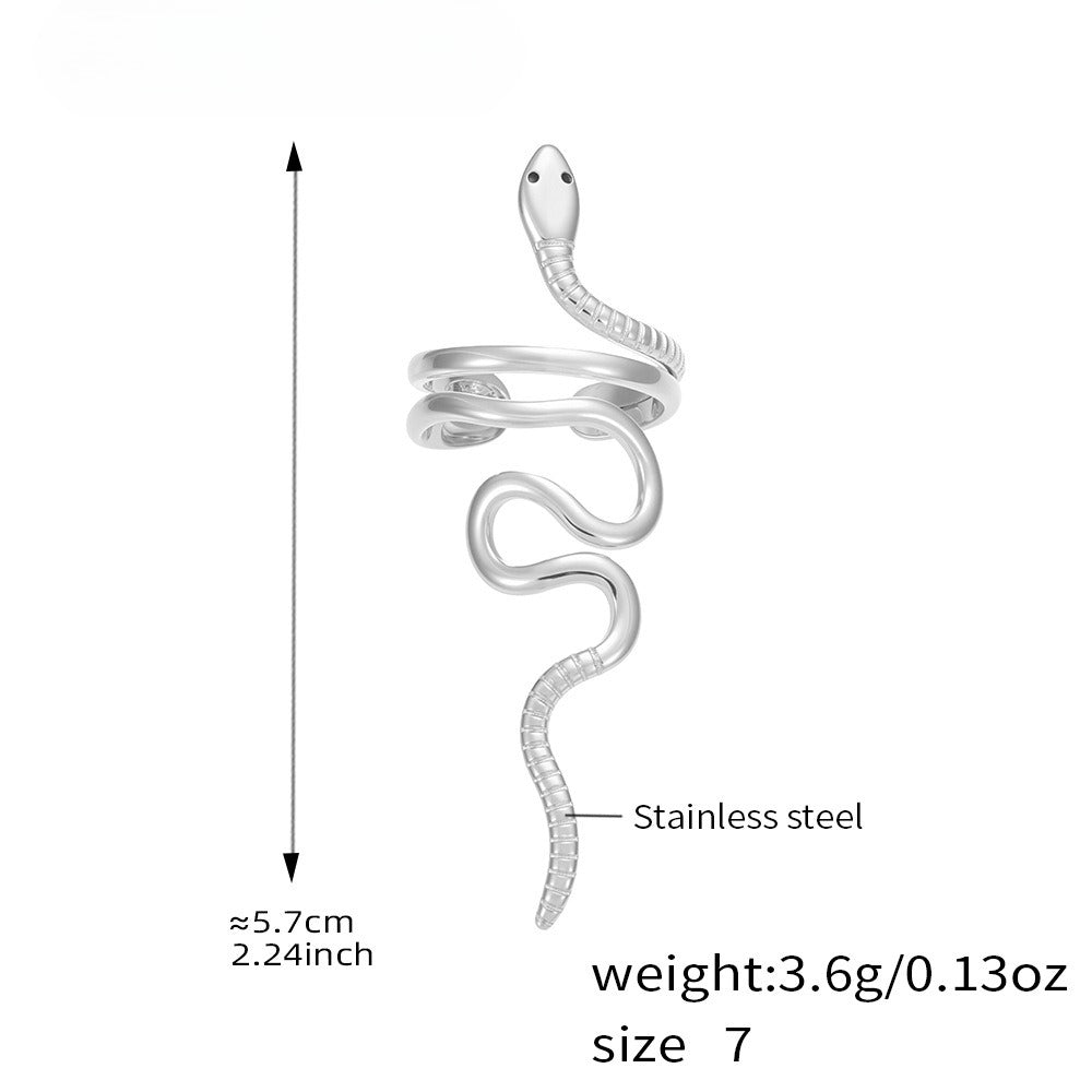 Planderful Stainless Steel Serpentine Ring Unisex Open