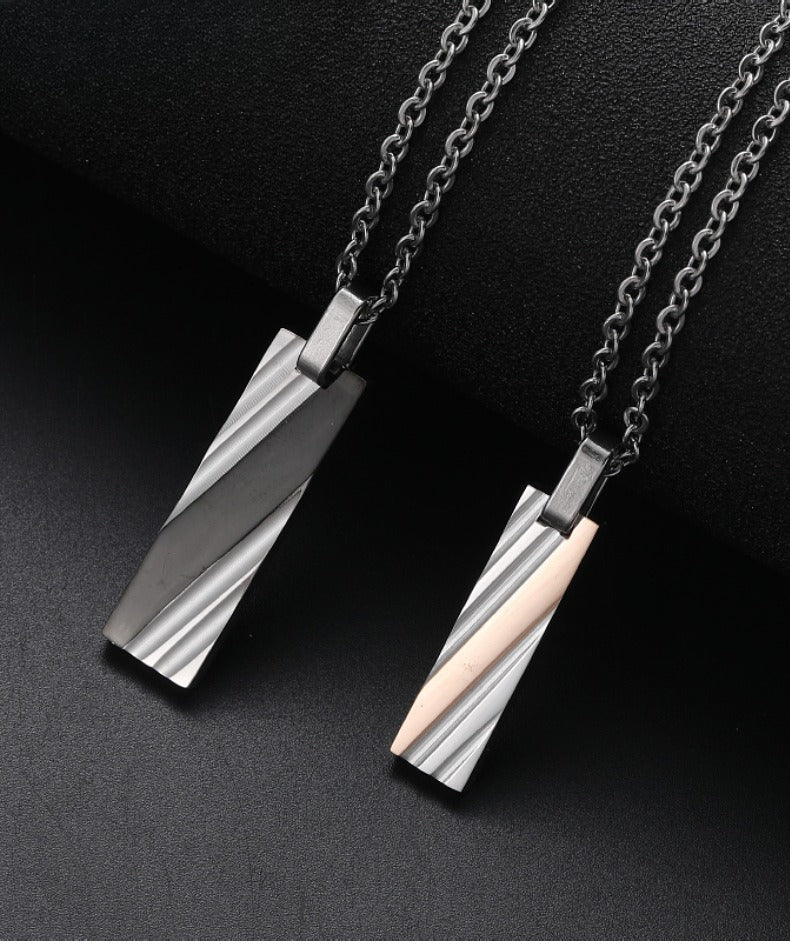1. Planderful Korean Wavy Striped Couple Necklace In Titanium Steel For Men Gift Idea