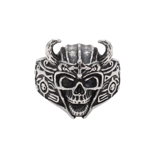 Halloween Skull Ox Horn Titanium Steel Ring for Men