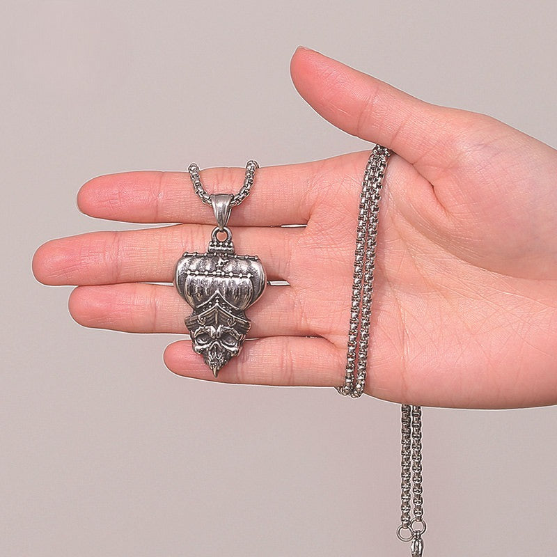 Steel Necklace - Statement Skull Pendant