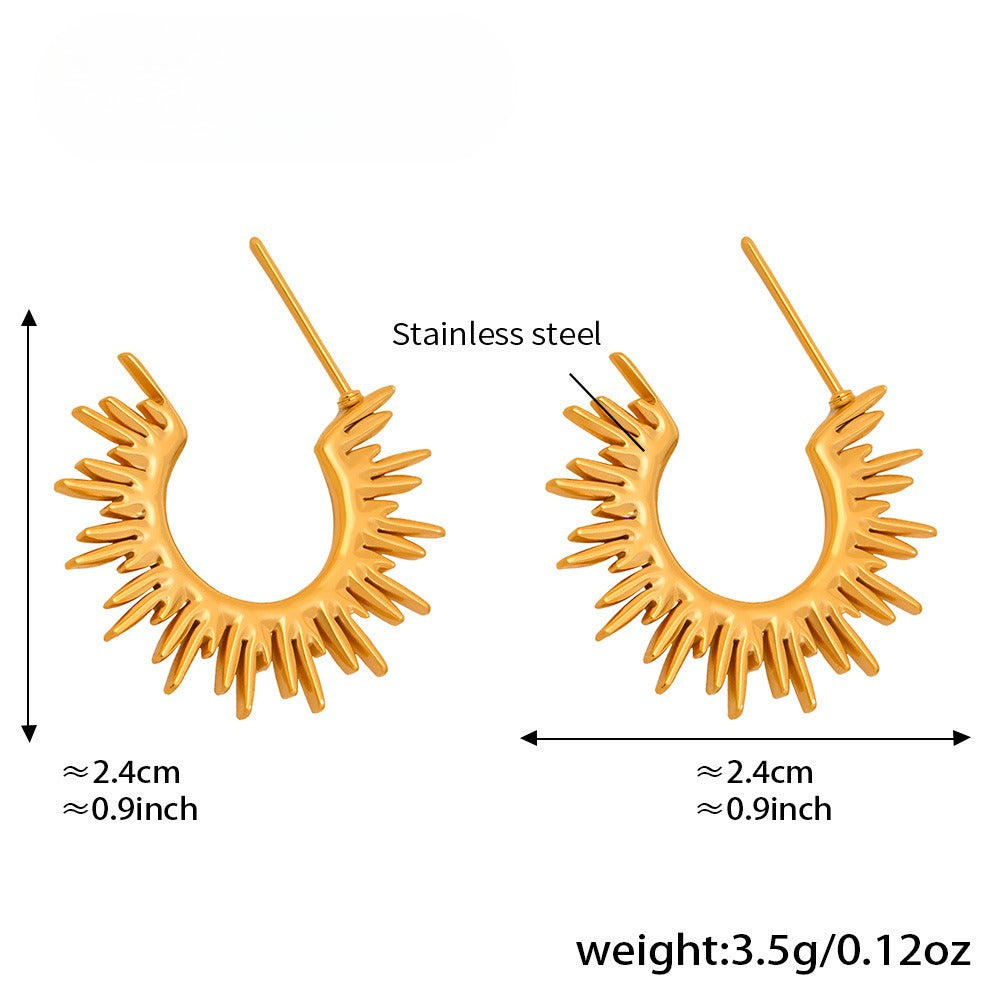 Planderful Sunflower Ray Earrings Gorgeous 18K Gold For Her