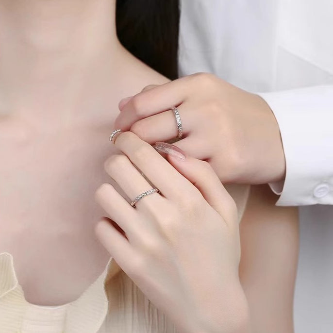 999 Sterling Silver Candy Paper Unique Open Ring for Couples