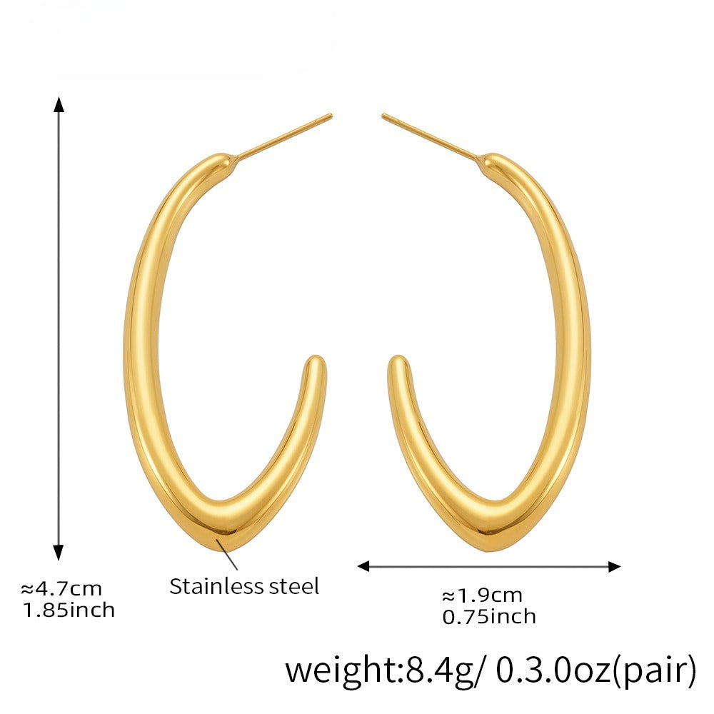 Planderful Minimalist C Shaped Earrings 18K Gold For Women