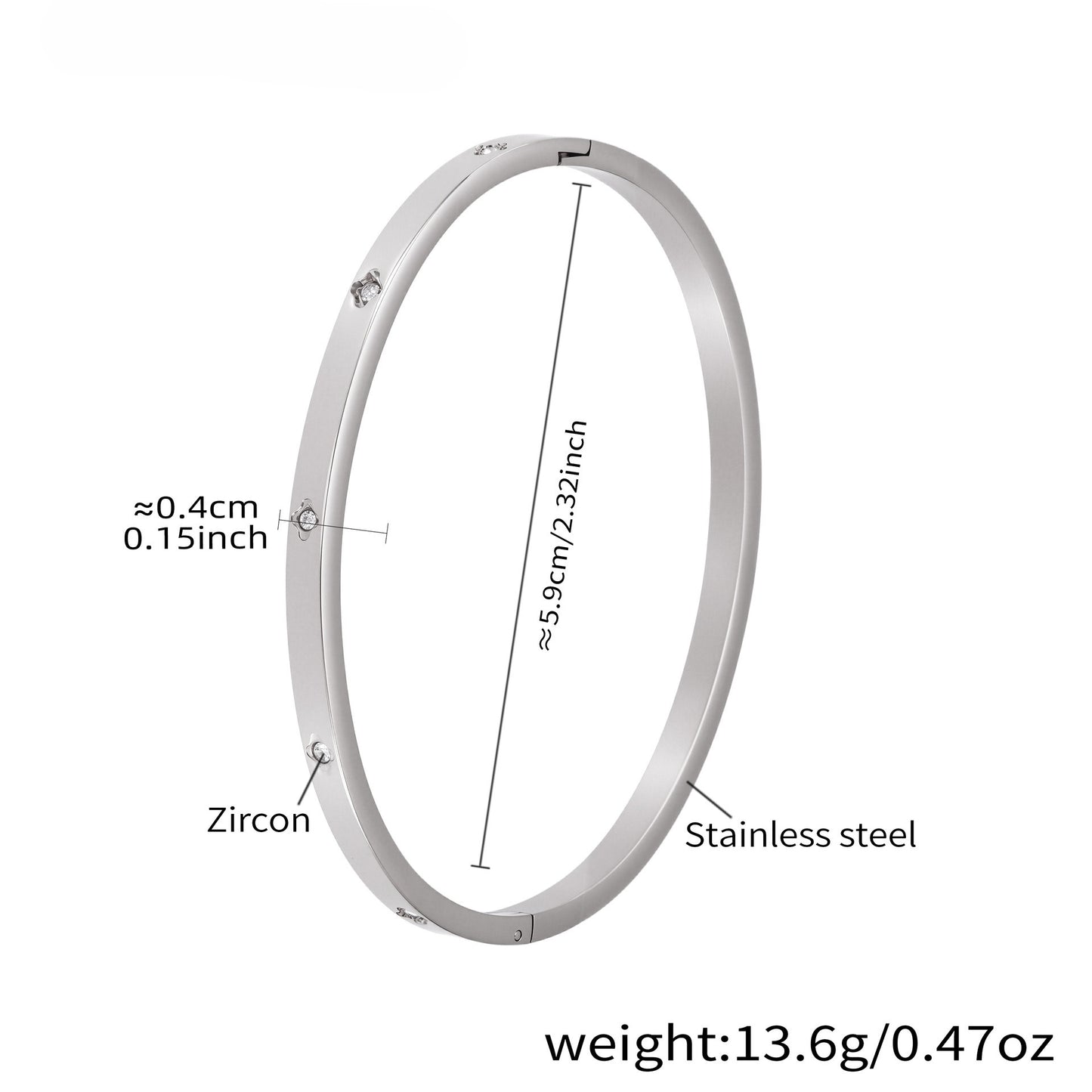 Planderful Women Stainless Steel Geometric Zircon Bracelet