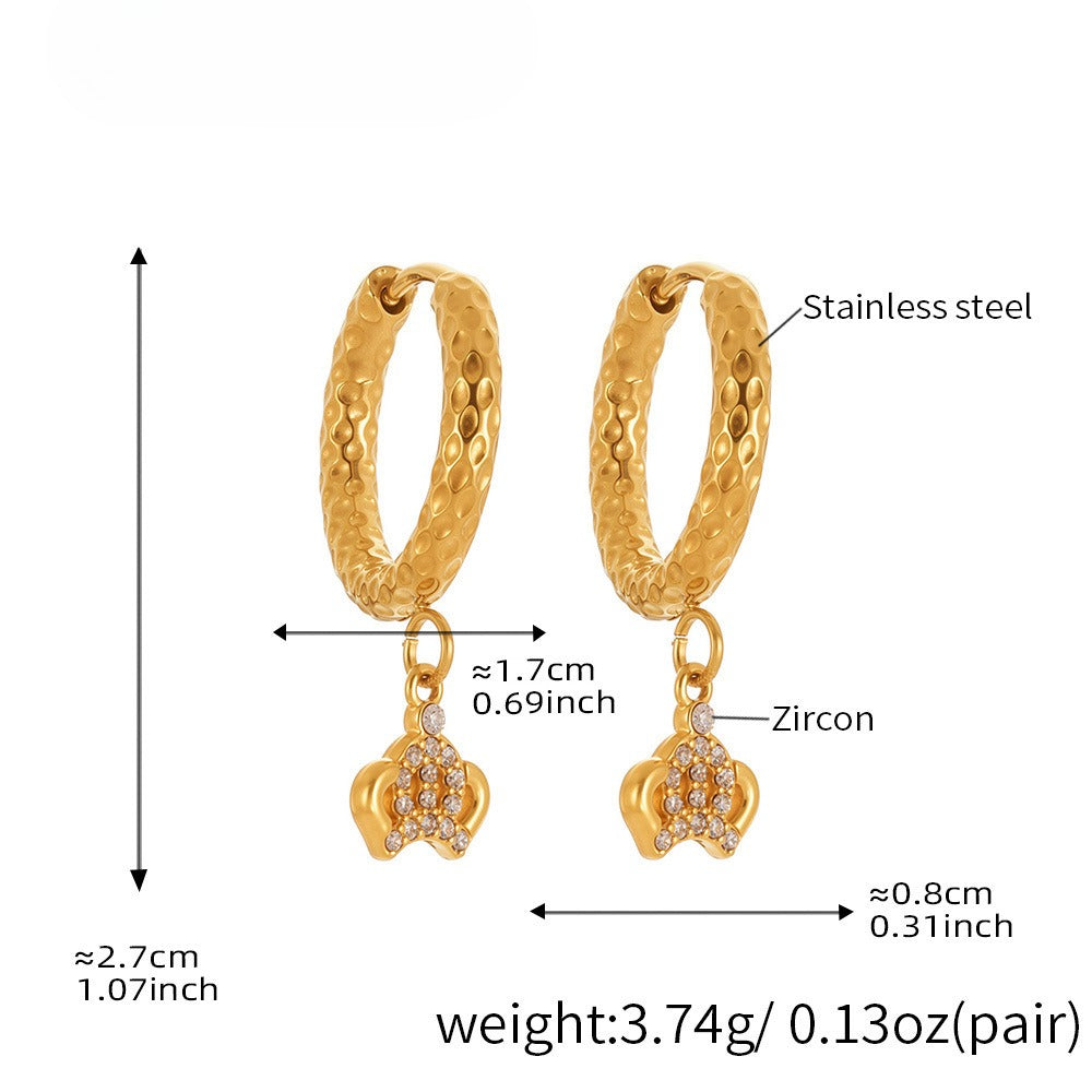 Planderful Crown Zircon Earrings Gold Plated For Women