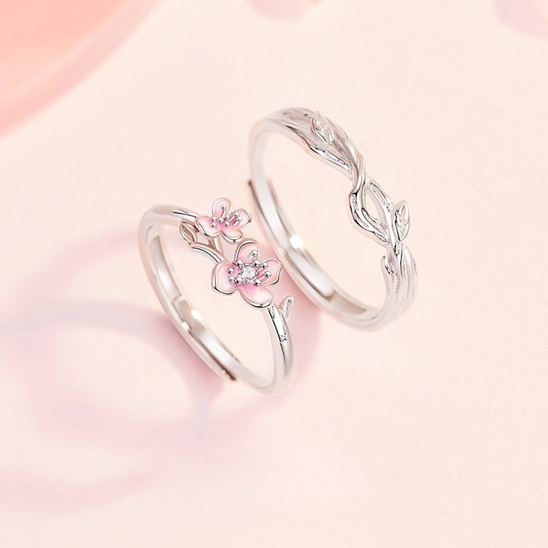 Planderful Sterling Silver Evening Primrose Couple Ring Epoxy Open Ring For Couples