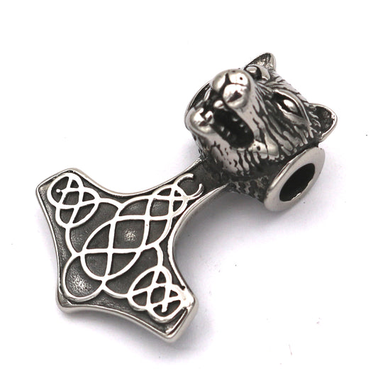 Norse Legacy Thunder Hammer Bear Necklace - Retro Viking Pendant for Men