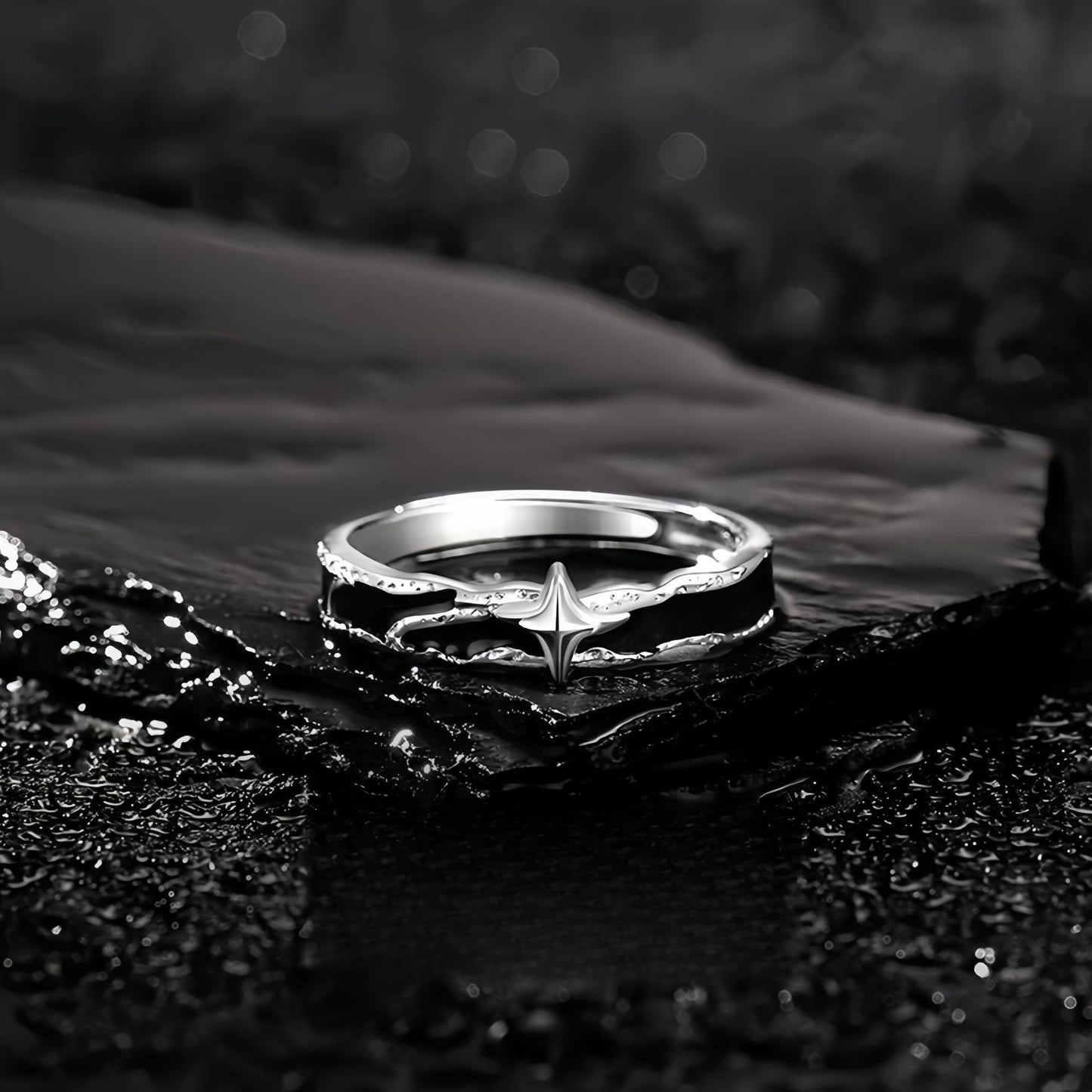 Planderful Everyday Genie Sterling Silver Lone Star Ring For Men Adjustable High End Jewelry