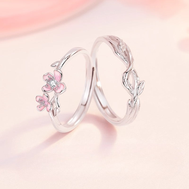 Planderful Sterling Silver Evening Primrose Couple Ring Epoxy Open Ring For Couples