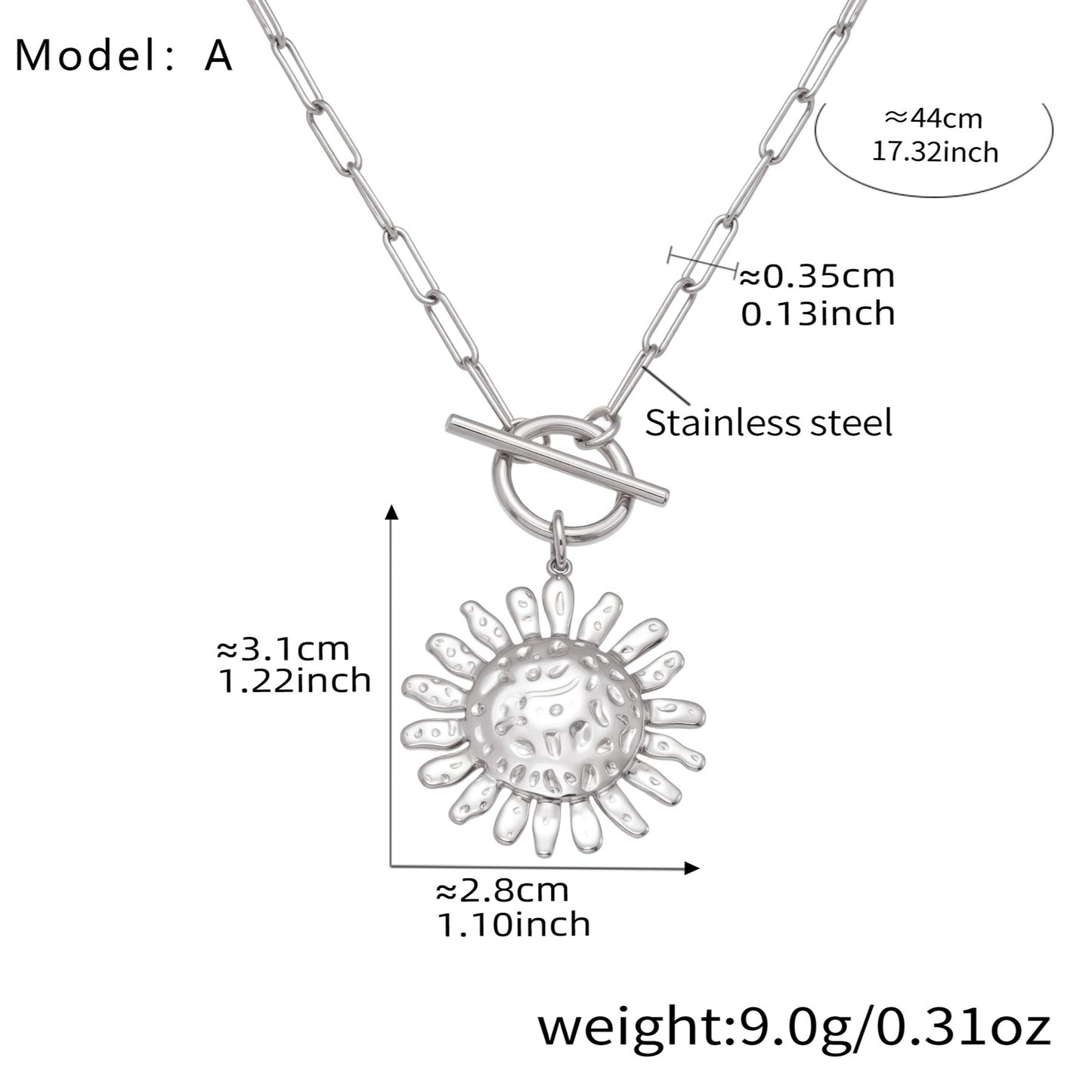Planderful Genie Sunflower Hammer Necklace Women 18K