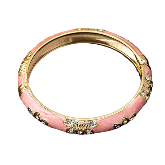 Planderful Vienna Verve Bracelet – Elegant Metal Pink Dripping Flower Design