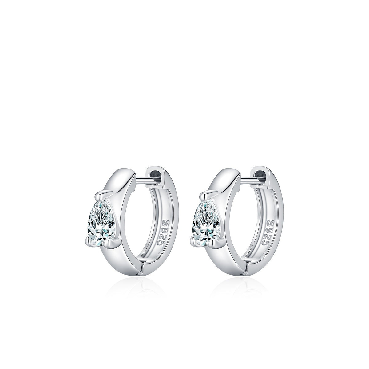 925 Sterling Silver Geometric Moissanite Hoop Earrings