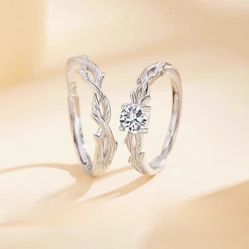 Planderful Sterling Silver Weave Couple Ring Girlfriend