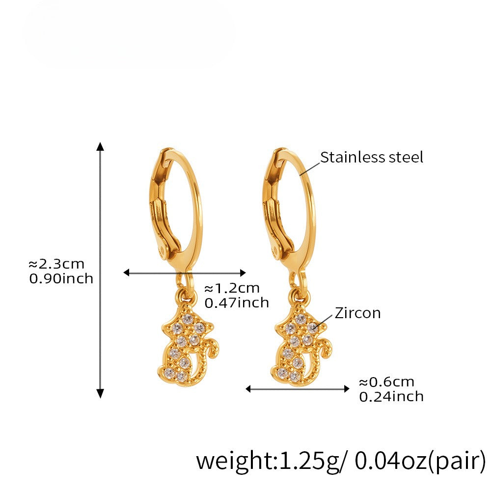 Planderful 18K Gold Plated Zircon Animal Earrings Women