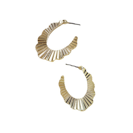 Metallic Wave Design Alloy Earrings - Vienna Verve Collection