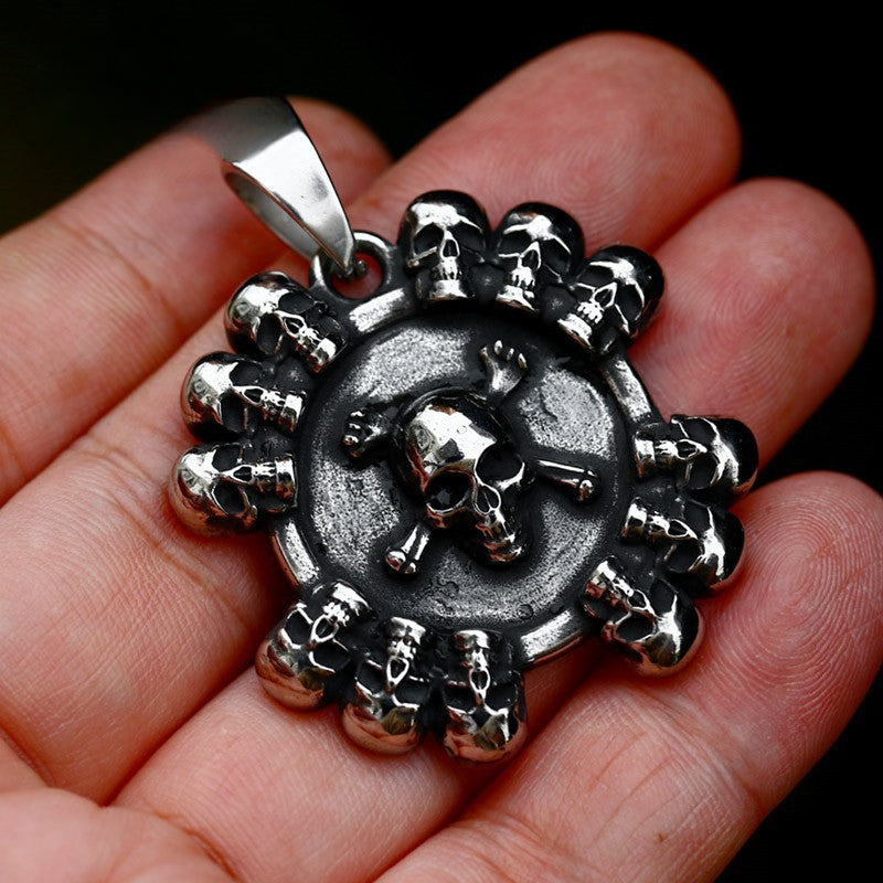 Titanium Steel Skull Pendant for Men - Punk Hip-Hop Style, Wholesale Retro Jewelry