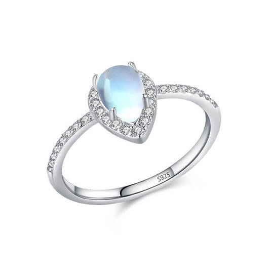 Sterling Silver Moonlight Stone Ring - Minimalist Korean Design