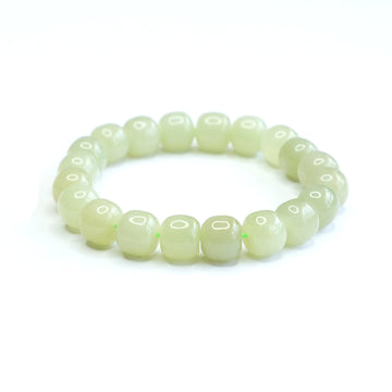 Hetian Jade Qingshui Barrel Bead Bracelet