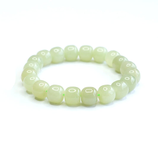 Hetian Jade Qingshui Barrel Bead Bracelet