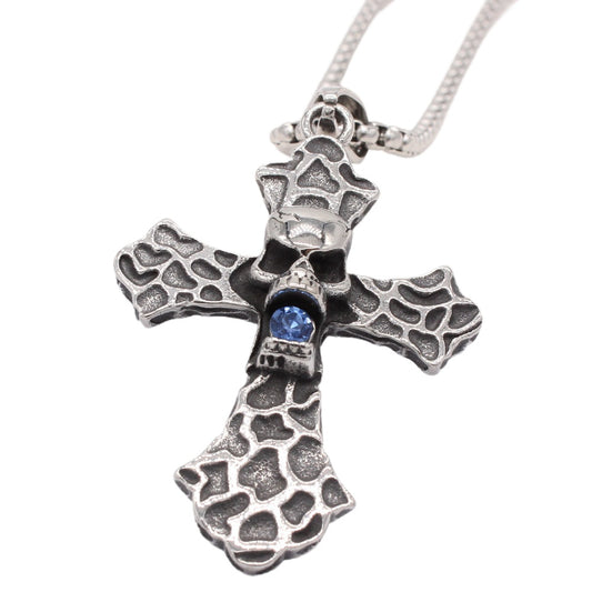 Skull Pendant Titanium Steel Necklace For Men And Unisex Protection Retro Cross By Planderful