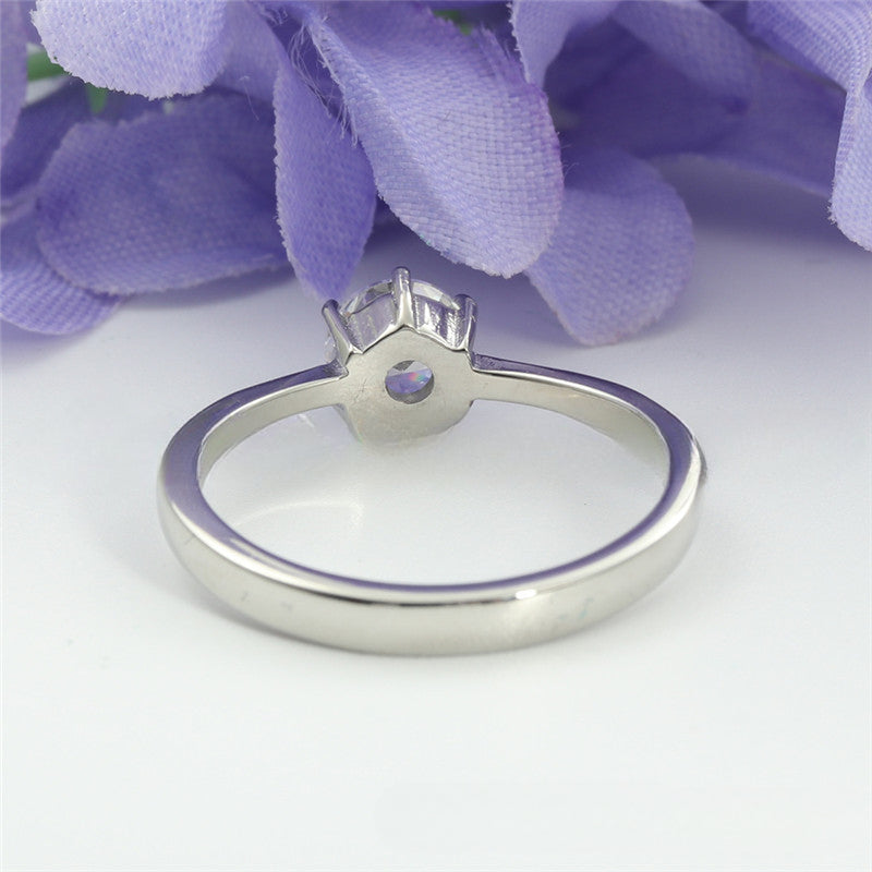Titanium Steel White Gemstone Retro Ring for Trendy Girls - Stylish Wedding Accessory in Sizes 5-11