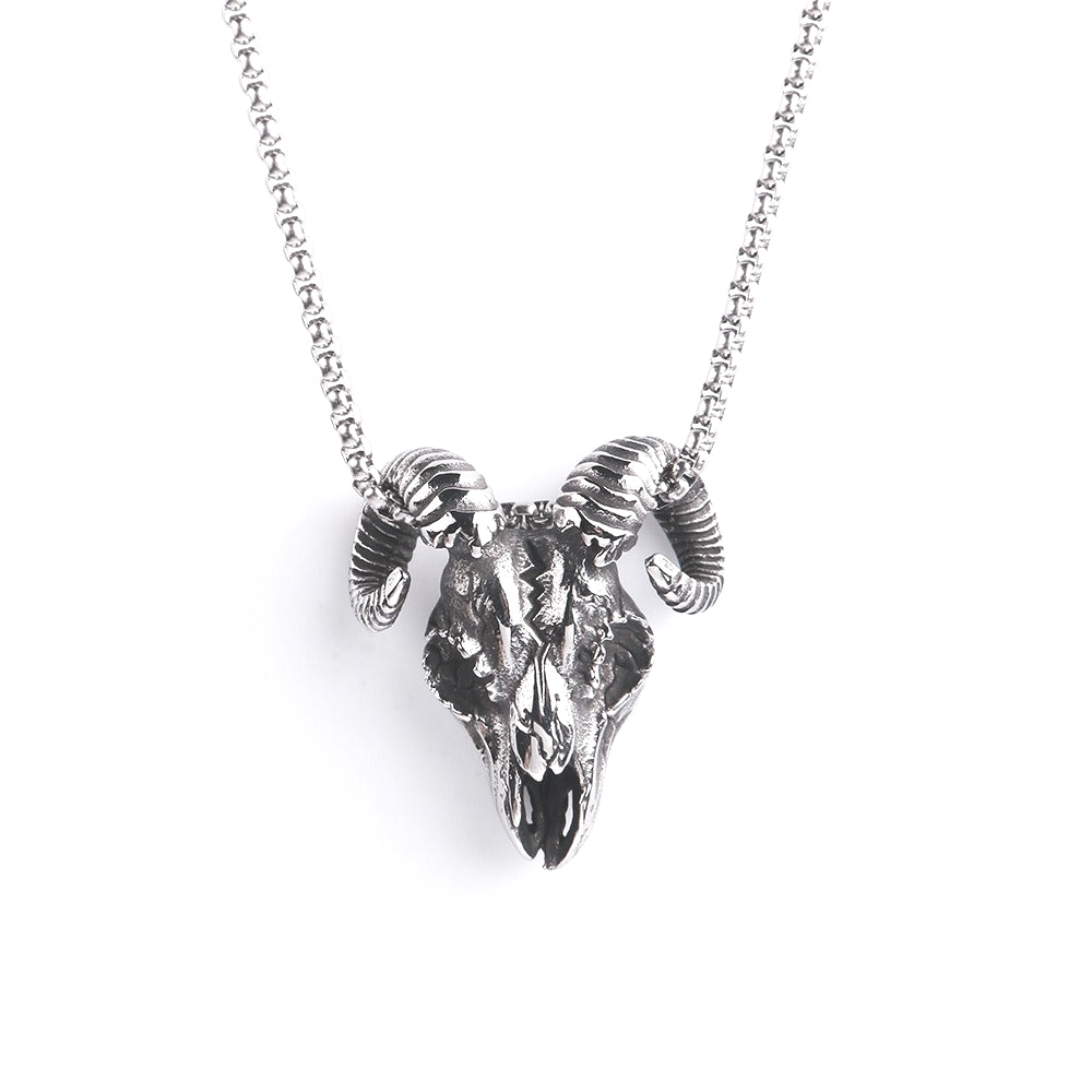 Planderful Personalized Sheep Head Pendant Titanium Steel Necklace For Men Hip Hop Style