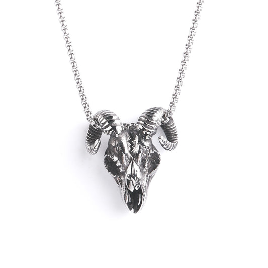 Planderful Personalized Sheep Head Pendant Titanium Steel Necklace For Men Hip Hop Style
