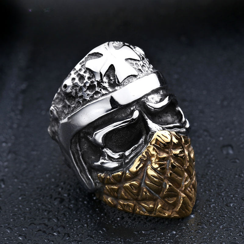 Men's Dominant Style Titanium Steel Skull Cross Ring - Punk Jewelry Wholesale