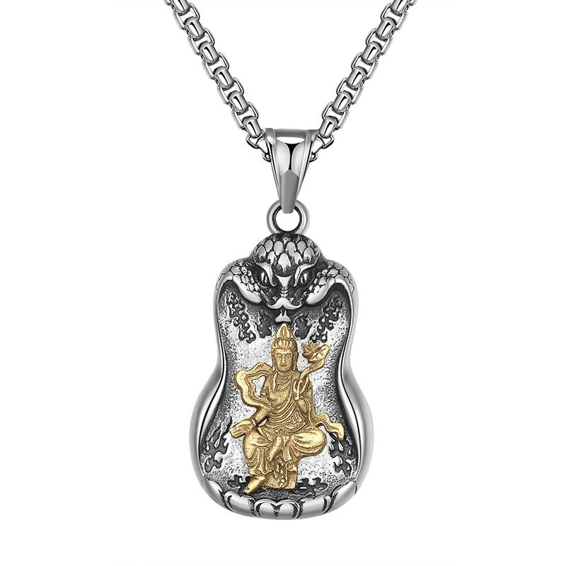 Steel Necklace – Elegant Eight Patron Saints Zodiac Buddha Pendant For Men Everyday Wear Gift